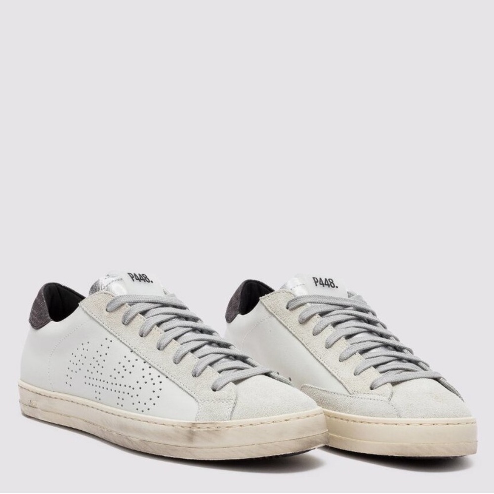 P448 Silver and Black Sneakers Size 38 (NWT)
